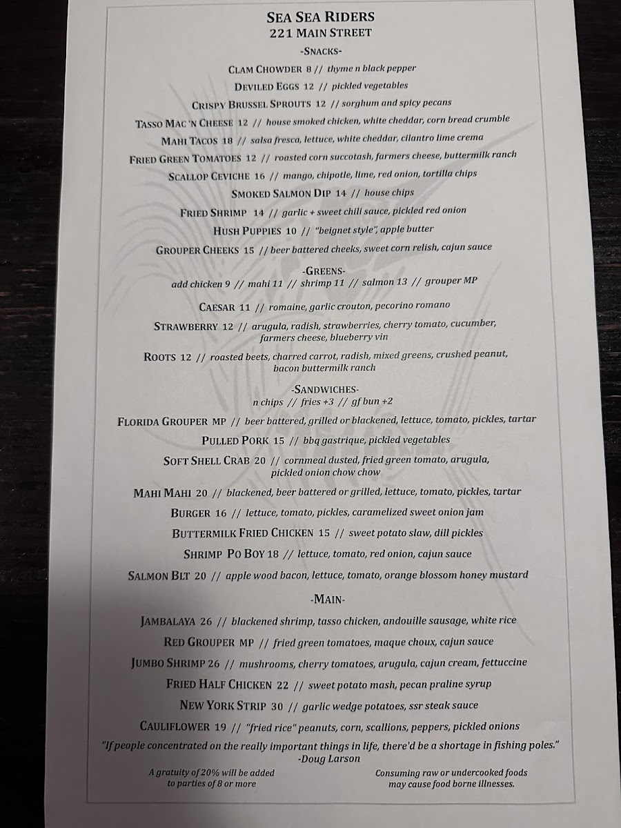 Menu Sea Sea Riders Restaurant-3