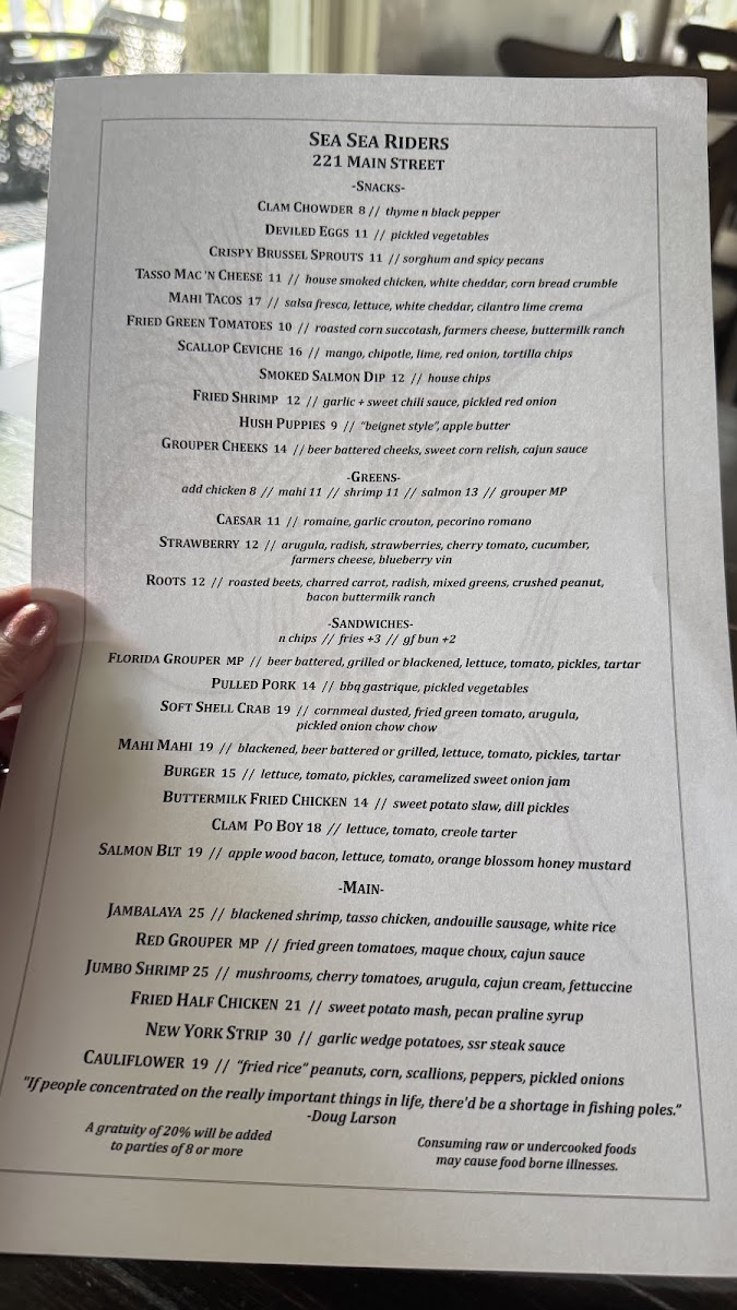 Menu Sea Sea Riders Restaurant-4