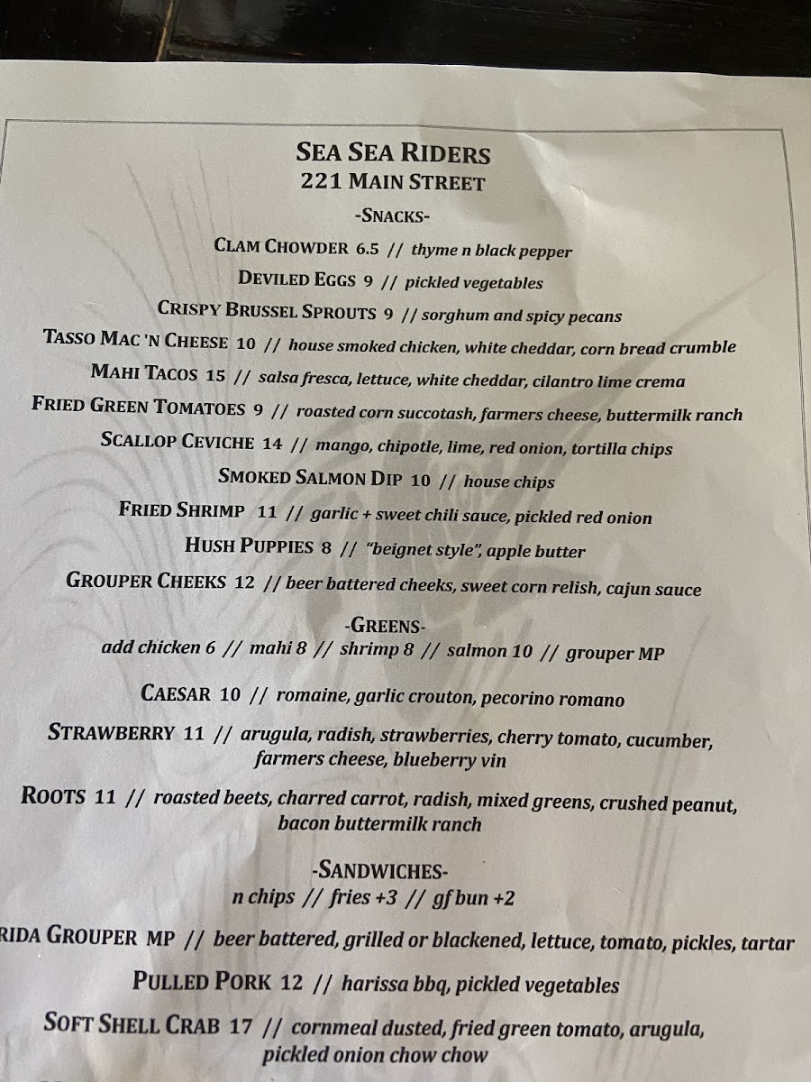 Menu Sea Sea Riders Restaurant-7
